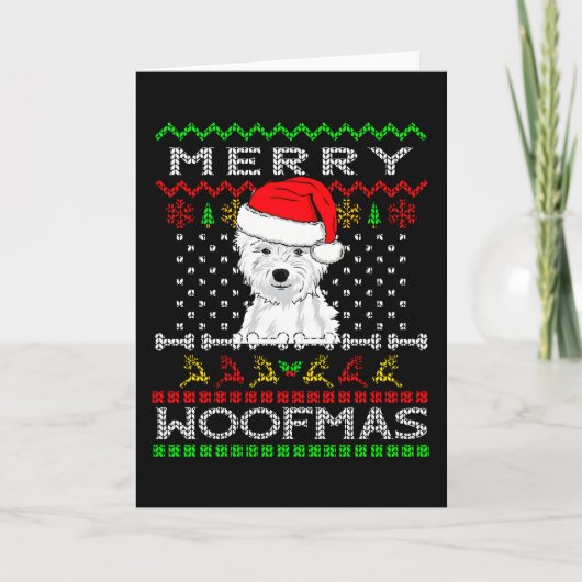 ウェスティー 犬 メリー ウーフマス クリスマス カード (正面)
