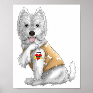 ウェスティーI愛ママTattoo犬シャツマおもしろいザーD ポスター
