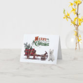 ウェスティ素朴ークリスマス カード (黄色い花)