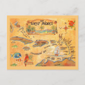 ウェストインディカリブの諸島マップクーラーボックス ポストカード (正面)