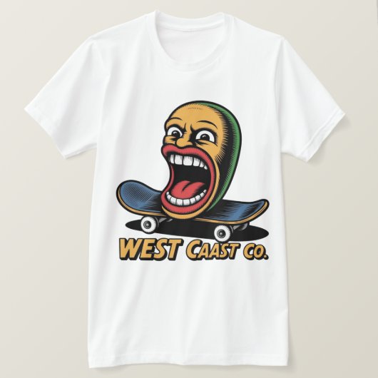 ウェストコーストスケートボードアート Tシャツ (デザイン正面)