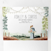 ウェストコーストフォレストビーチ 図解入りの、写真付きの結婚| 三つ折り招待状 (内部最初)