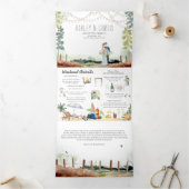 ウェストコーストフォレストビーチ 図解入りの、写真付きの結婚| 三つ折り招待状 (内部)