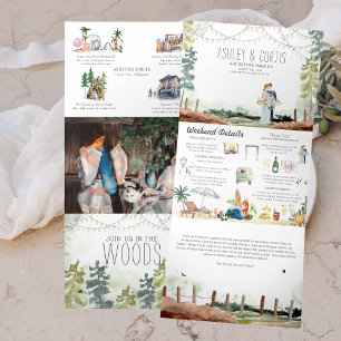 ウェストコーストフォレストビーチ 図解入りの、写真付きの結婚  三つ折り招待状