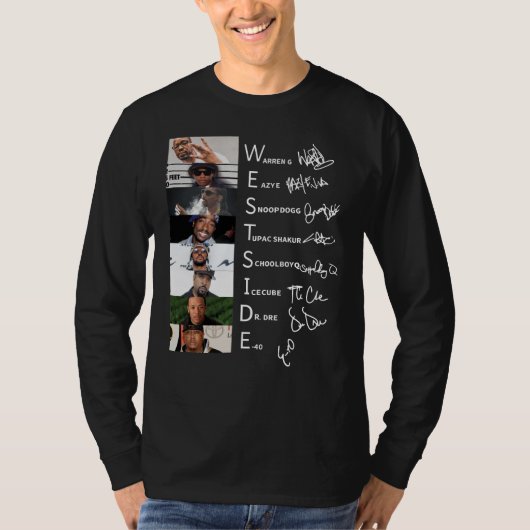 ウェストサイドつながりヒップホップすごいバンド署名 Tシャツ (正面)