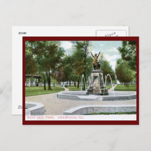 ウェストサイドパーク、シャンペーン、イリノイヴィンテージ ポストカード (正面/裏面)