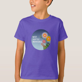 ウェストシアトル抗う子供用パープルフラワーのTシャツ Tシャツ