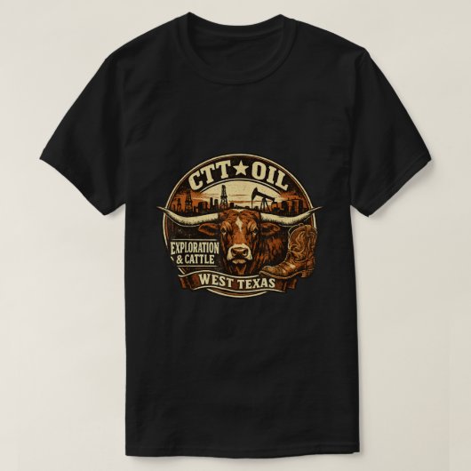 ウェストテキサス 油田 遺産 Tシャツ (デザイン正面)