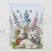 ウェストハイランドテリアとバニー・イースターカード シーズンカード (正面/裏面)