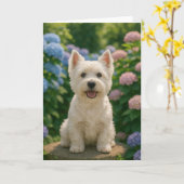 ウェストハイランドテリア春サマーグリーティングカード カード (黄色い花)
