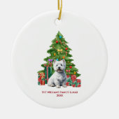 ウェストハイランドテリア犬のクリパーソナライズされたスマス セラミックオーナメント (正面)