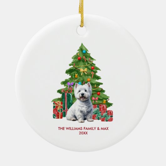 ウェストハイランドテリア犬のクリパーソナライズされたスマス セラミックオーナメント (裏面)