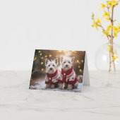 ウェストハイランドテリア犬クリスマスカード カード (黄色い花)