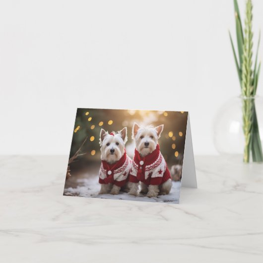ウェストハイランドテリア犬クリスマスカード カード (正面)