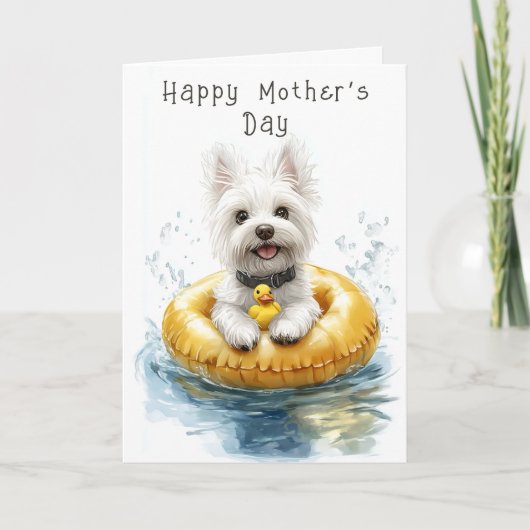 ウェストハイランドテリア 水泳 CV5 カスタムマザー カード (正面)