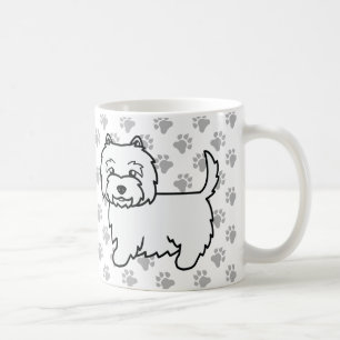 ウェストハイランドホワイトテリアのキャラクターワンちゃんと肉球 コーヒーマグカップ
