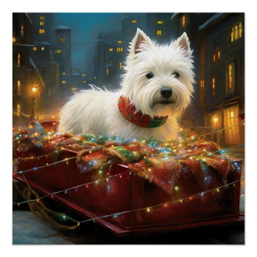ウェストハイランドホワイトテリアのクリスマス ポスター (正面)