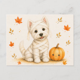 ウェストハイランドホワイトテリアのミイラハロウィン ポストカード