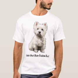 ウェストハイランドホワイトテリアの犬 カスタムテキスト作成 Tシャツ