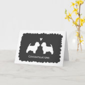 ウェストハイランドホワイトテリアの結婚おめでとう カード (黄色い花)