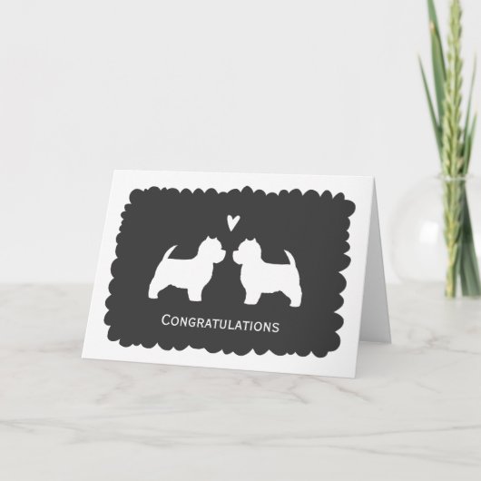 ウェストハイランドホワイトテリアの結婚おめでとう カード (正面)