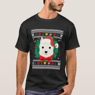 ウェストハイランドホワイトテリアウェスティージュイングリュークリスマス Tシャツ