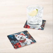 ウェストハイランドホワイトテリアクリスマス スクエアペーパーコースター (インサイチュ)