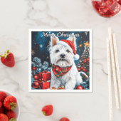 ウェストハイランドホワイトテリアクリスマス スタンダードカクテルナプキン (インサイチュ)