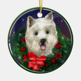 ウェストハイランドホワイトテリアクリスマス セラミックオーナメント