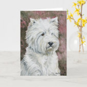 ウェストハイランドホワイトテリアドッグアートグリーティングカード カード (黄色い花)
