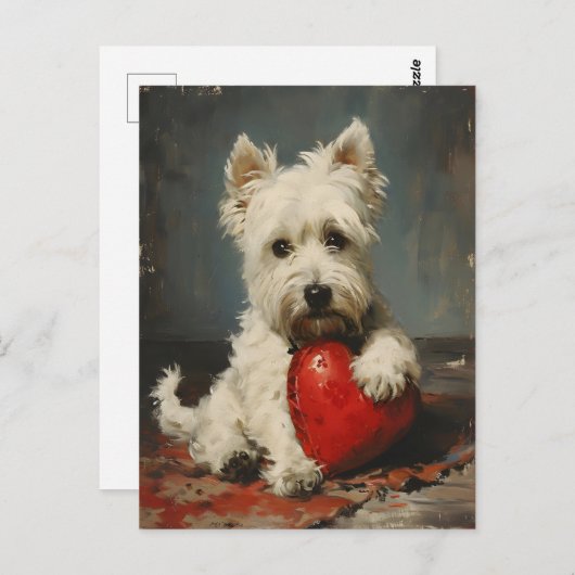 ウェストハイランドホワイトテリアバレンタインデー ポストカード (正面/裏面)