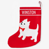 ウェストハイランドホワイトテリアーウェスティーワンピー犬 スモールクリスマスストッキング (裏面)