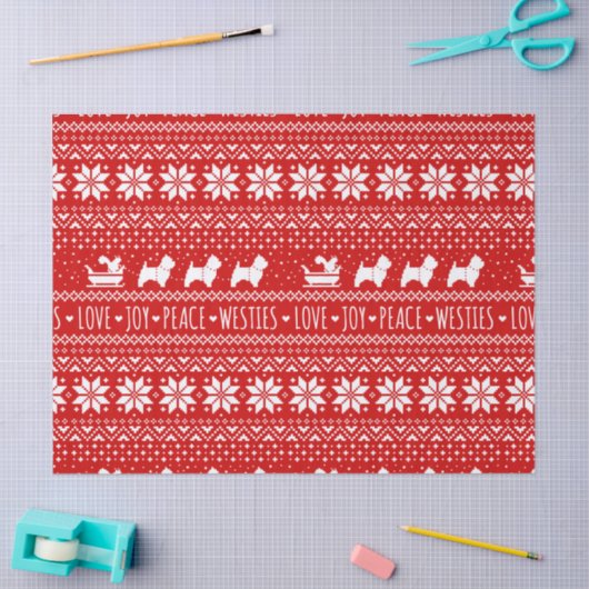 ウェストハイランドホワイトテリアーズクリスマスウェスティー犬 薄葉紙 (クラフト)