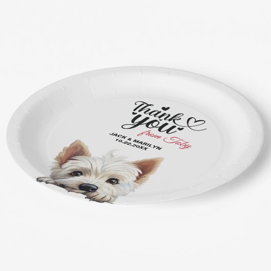 ウェストハイランドホワイトテリア結婚ズ・サンキュー ペーパープレート (アングル)