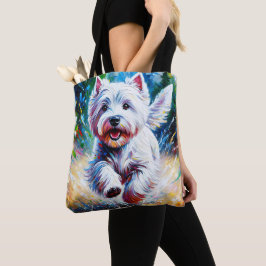 ウェストハイランドホワイトテリア "ウェスティ" 犬の肖像画 トートバッグ