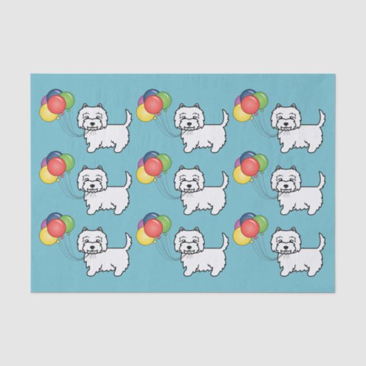 ウェストハイランドホワイトテリア 誕生日 風船 犬 薄葉紙 (正面)