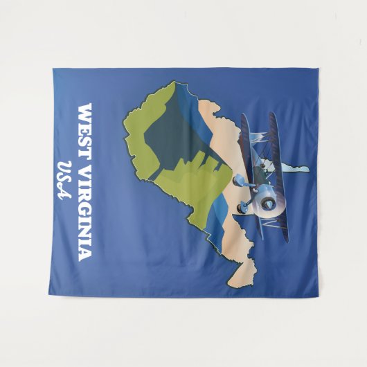 ウェストバージニアの米国の地図 タペストリー (正面(横))