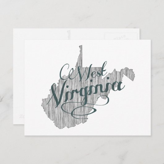 ウェストバージニアシェイプヴィンテージグレータイポグラフィ名 ポストカード (正面/裏面)