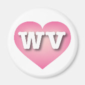 ウェストバージニアピンクフェードハート- I love WV マグネット (正面)