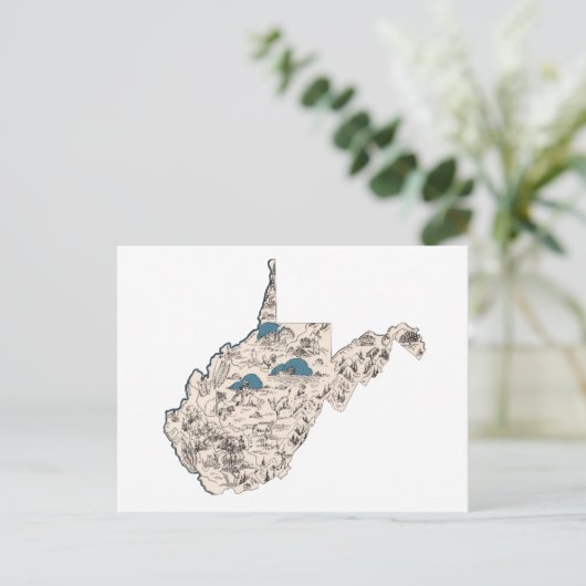 ウェストバージニアヴィンテージ写真マップアンティークグラフ ポストカード (スタンド正面)