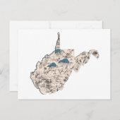 ウェストバージニアヴィンテージ写真マップアンティークグラフ ポストカード (正面/裏面)