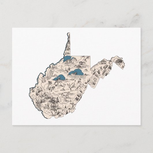 ウェストバージニアヴィンテージ写真マップアンティークグラフ ポストカード (正面)