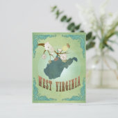 ウェストバージニアヴィンテージ州の地図 – 緑 ポストカード (スタンド正面)