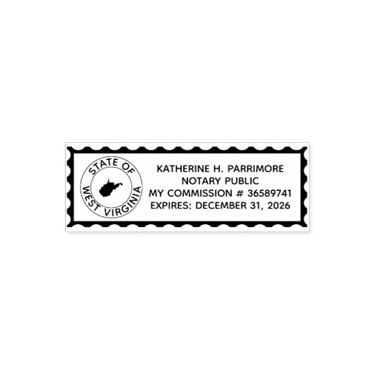 ウェストバージニア公証人自筆ゴム印 セルフインキングスタンプ (デザイン)