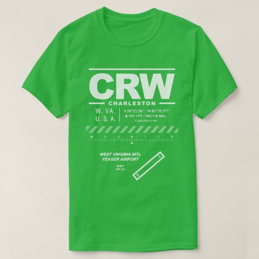 ウェストバージニア国際エア・イェーガー空港 CRW Tシャツ (デザイン正面)