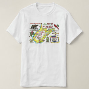 ウェストバージニア地図Tシャツ Tシャツ