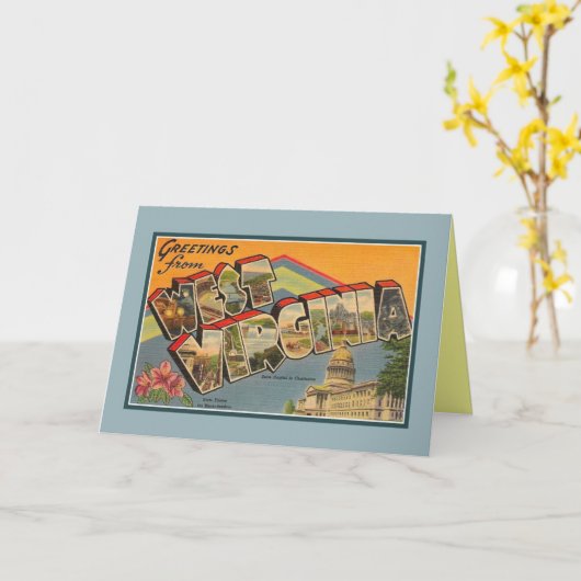 ウェストバージニア州からのヴィンテージの挨拶 カード (黄色い花)