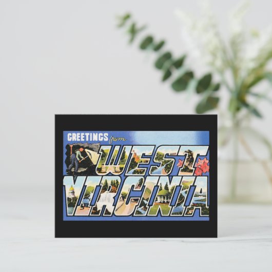 ウェストバージニア州からのヴィンテージの挨拶 ポストカード (スタンド正面)