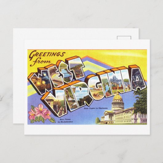 ウェストバージニア州からのヴィンテージの挨拶 ポストカード (正面/裏面)