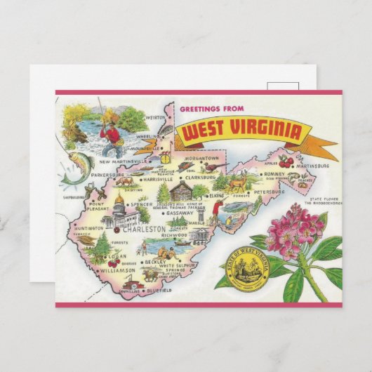 ウェストバージニア州からのヴィンテージの挨拶 ポストカード (正面/裏面)